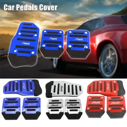 Universal Car Pedal Cover Aluminum Automatic Transmission Brake Fuel Gas Foot Pad Set Kit Pedals Red Blue Silver Non-Slip Tools
