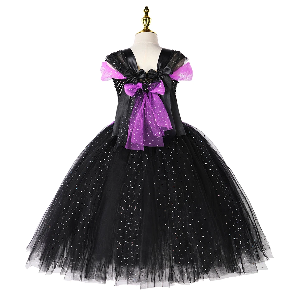 Halloween Maleficent Costume Cosplay for Kids Baby Children Girls Vampire Witch Clothes Girl Carnival Party Princess Gown Dress