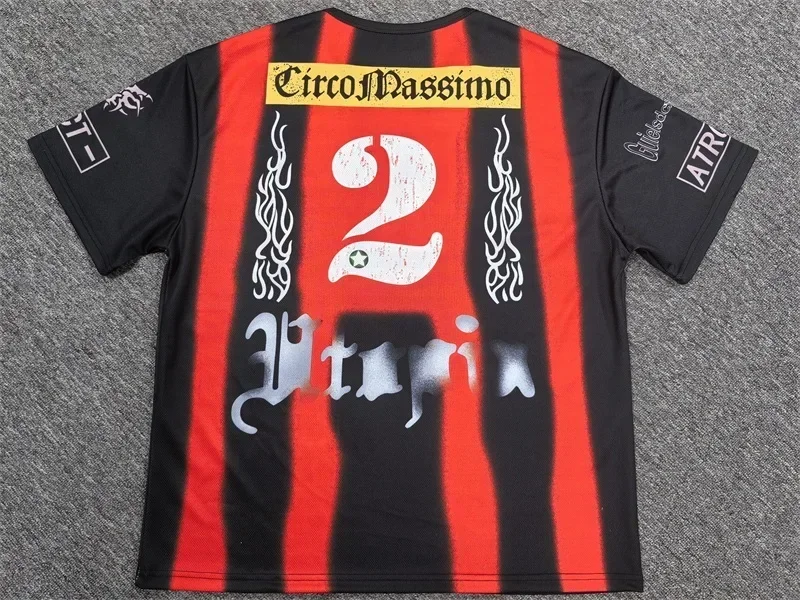 

25ss Black Cactus Jack Mesh Football Jersey Men Women Number 2 Round Neck Tshirts
