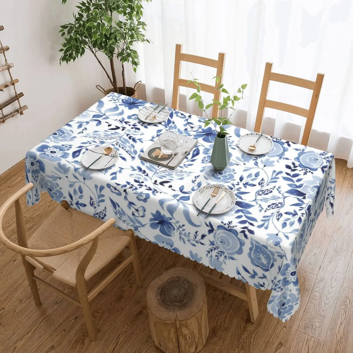 Custom Rectangular Bloom Wildly Table Cloth Waterproof Tablecloth Outdoor 45