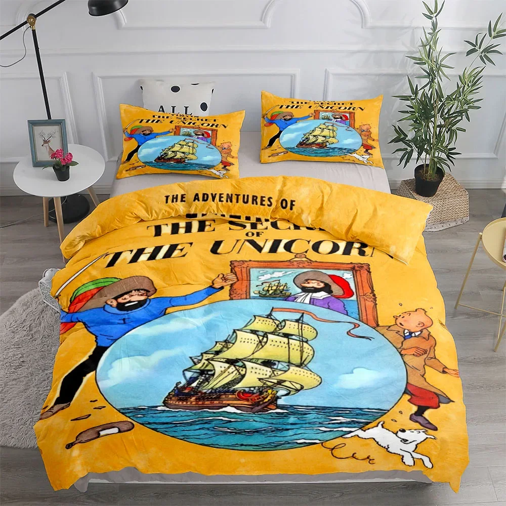 Tintin Adventure Tales Children Duvet Cover Set King Queen Double Twin Single Bed Linen Set win Size for Boys Teens Adult Tennis view 5