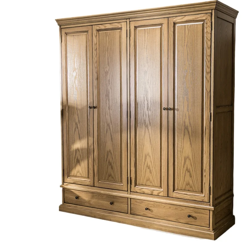 

American solid wood wardrobe European combination modern bedroom overall large solid wood wardrobe