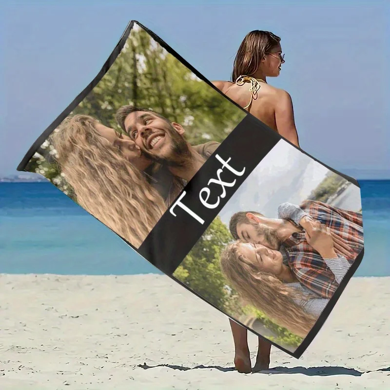 Personalized Beach Towel Custom Photo Name/logo/Word Oversized Microfiber Towel Wedding Party Souvenir for Beach Swimming Bath
