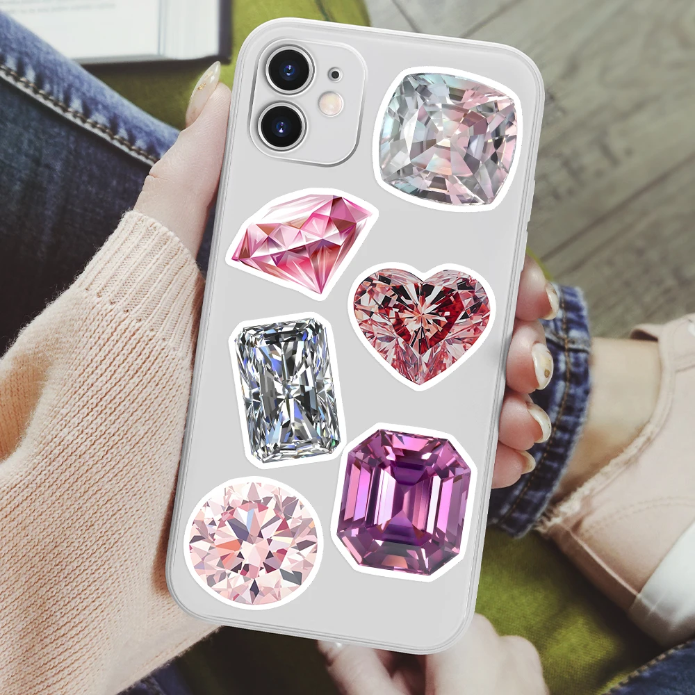 Colorful Lucky Gem Graffiti Stickers Diamond Aesthetic PVC for Laptop DIY Diary Luggage Skateboard Graffiti Decals Childs Toys