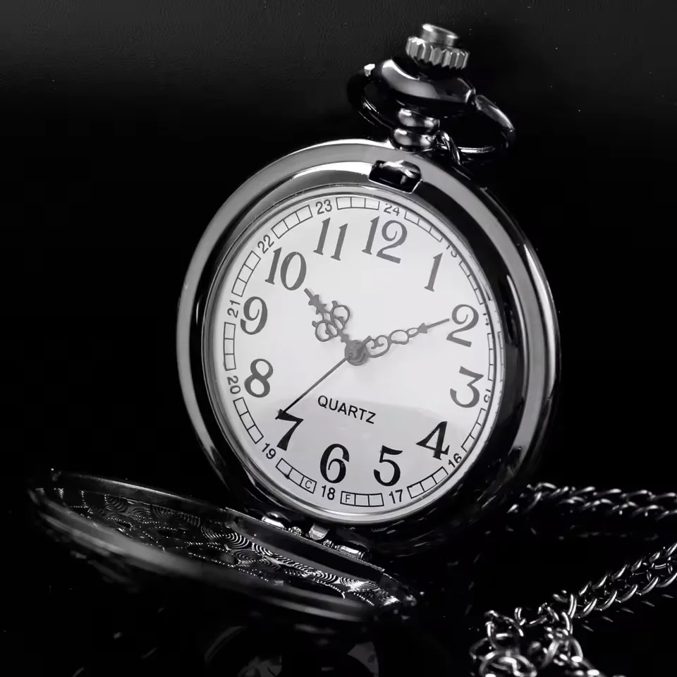 Vintage Punk Black Octopus Creative Flap Quartz Pocket Watch  Pendant Necklace Men's Children's Gift image 2