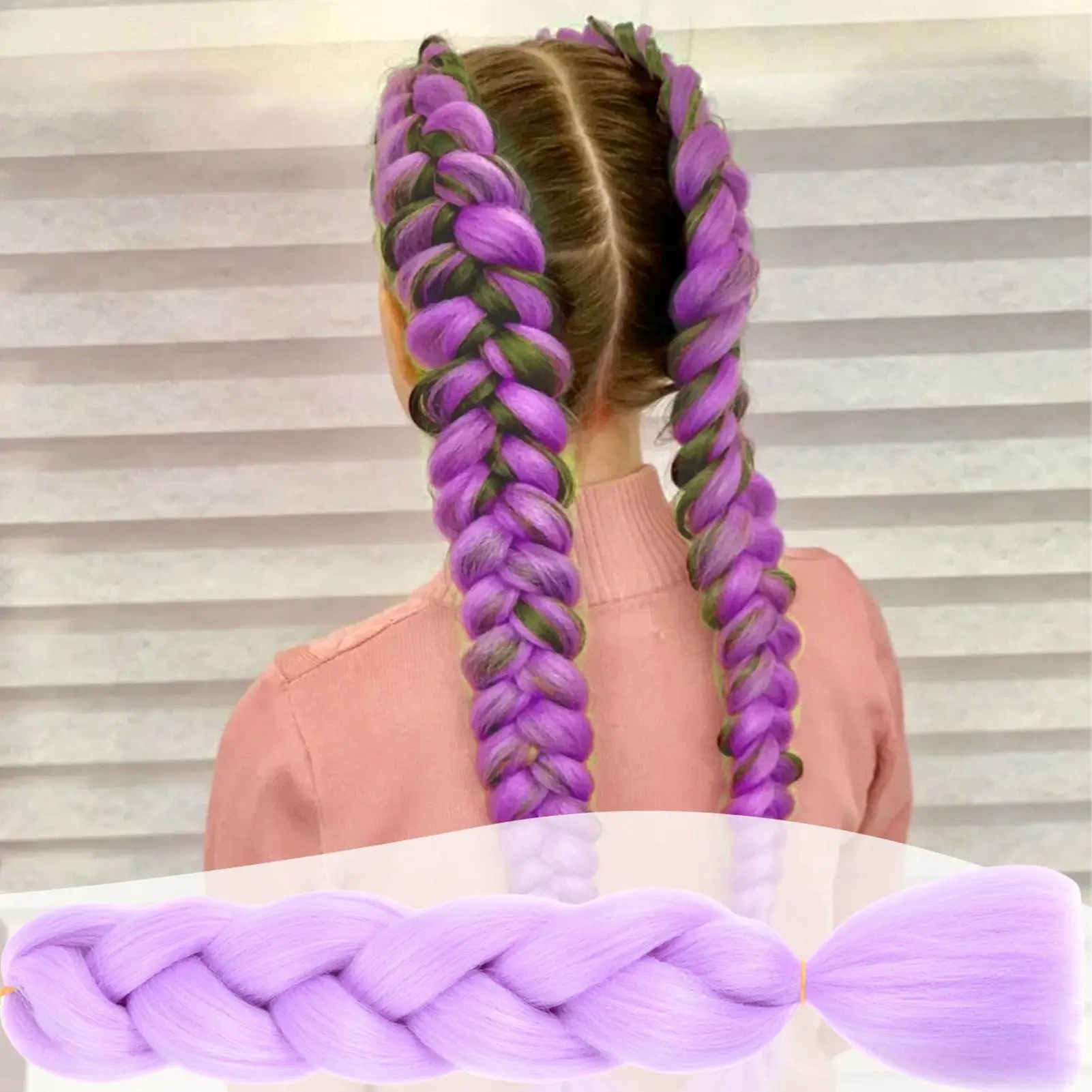 Purple Braiding Hair Extensions Pre Stretched Soft Synthetic Jumbo Braids DIY Ponytail for Party Special Events Festival Costume