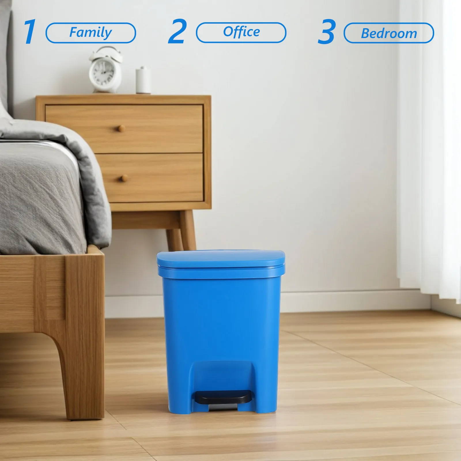 

10L Modern Foot Step Trash Can Flip Lid Sealed Odor Plastic Garbage Can for Living Room Bedroom Kitchen Office