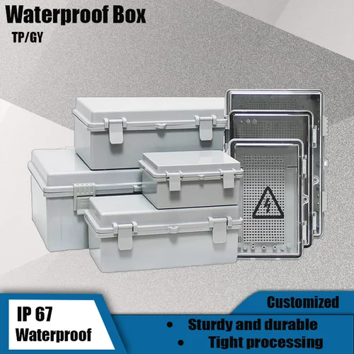 Caja de plástico con bisagras para Pc Abs Ip66, caja de conexiones eléctricas de energía impermeable, caja de distribución de plástico para exteriores