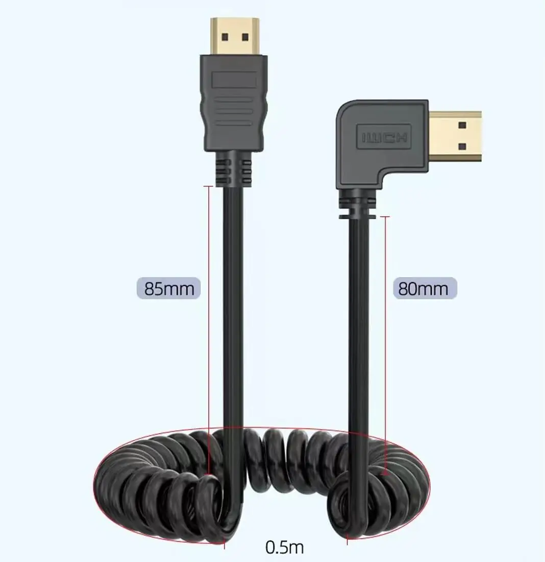 كابل HDMI ملفوف HDMI سلك Ultra HD 4K 60HZ 1080P 3D ذكر إلى ذكر للتلفزيون عالي الدقة والكمبيوتر، - موصل HDMI قصير متين ومرن