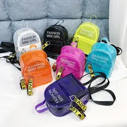 Transparent Laser Backpack for Women Candy Color Letter Fashion Mini Shoulder Bag PVC Jelly Small Schoolbag