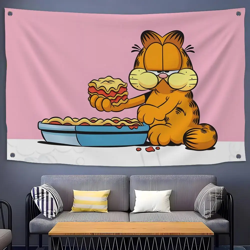 Comic Garfield Flags Flags for Room, Bedroom, Home, Outdoor, Wall Hanging, Concert Print, Art Banner