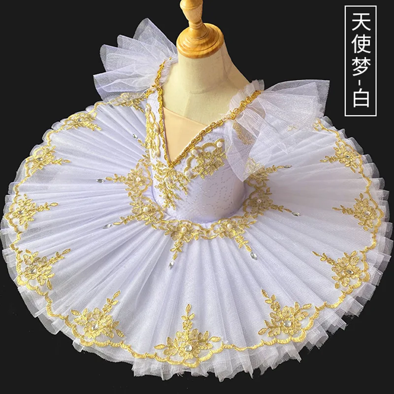 

Angel Dream Golden Water Soluble Lace Mesh Dance Skirt Swan Dance Performance Skirt Ballet Performance Clothing Ballet Dance Clo