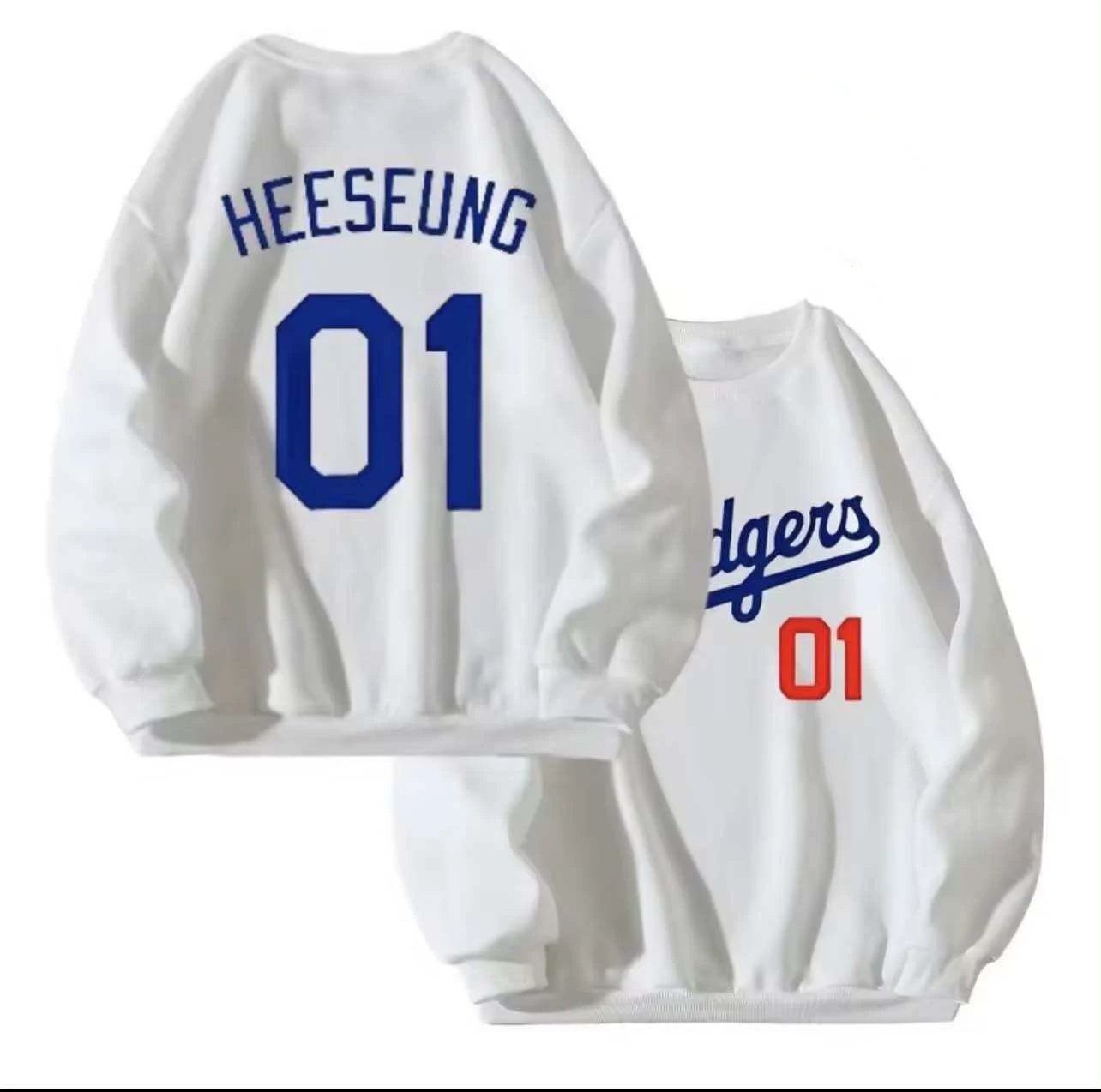 2024 New Men's O Neck Pullover Fall Winter Clothing Dodgers Jersey Letter Print Cotton Trendy Outdoor Baseball Long Sleeve Tops