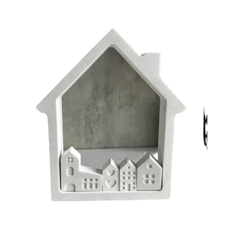 Molde de silicona para casa pequeña de estilo nórdico 3D, moldes para velas de casa de 10 agujeros, Mini casas, molde de cemento de hormigón y yeso,