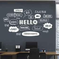 Creative Multi Language Hello Office Wall Decal Vinyl Business Station, Travel Agency, Airports Motivation Sticker Murals Q007