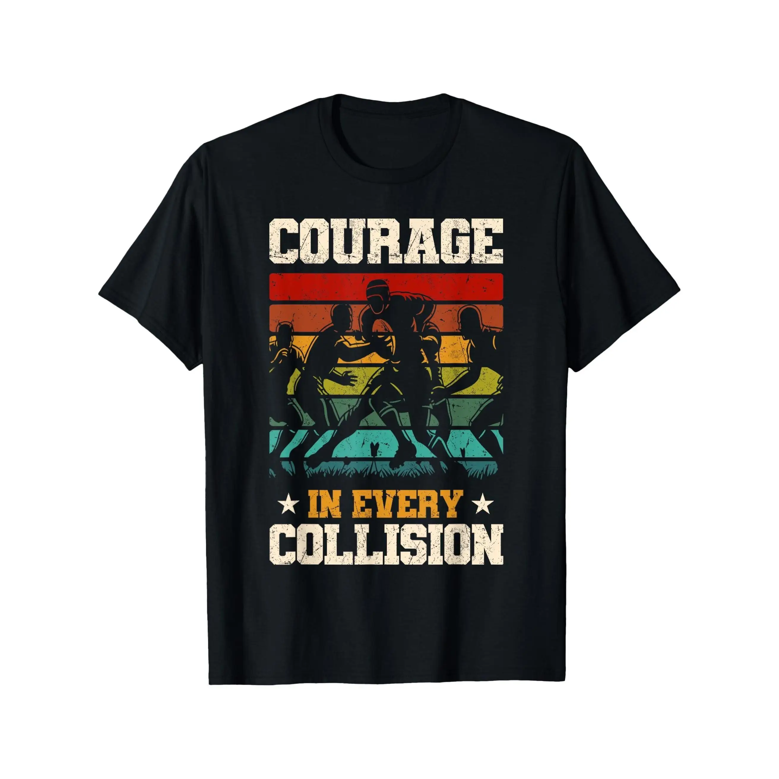 

Courage in Every Collision T-Shirt, Funny Football Player Graphic Tee, Men's Retro Vintage Football Top, Cute Game Day Gift
