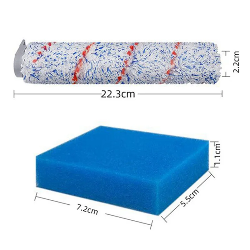 مجموعة ABZA-2 أسطوانة فرشاة الفلتر وقطع غيار رغوة الفلتر المسبق لـ Tineco Ifloor HF10E-01 اللاسلكي الرطب والجاف