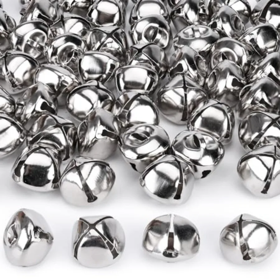 

300PCS Jingle Bells Bulk 1 Inch Craft Bells for DIY Crafting Christmas Holiday Home Decoration Silver