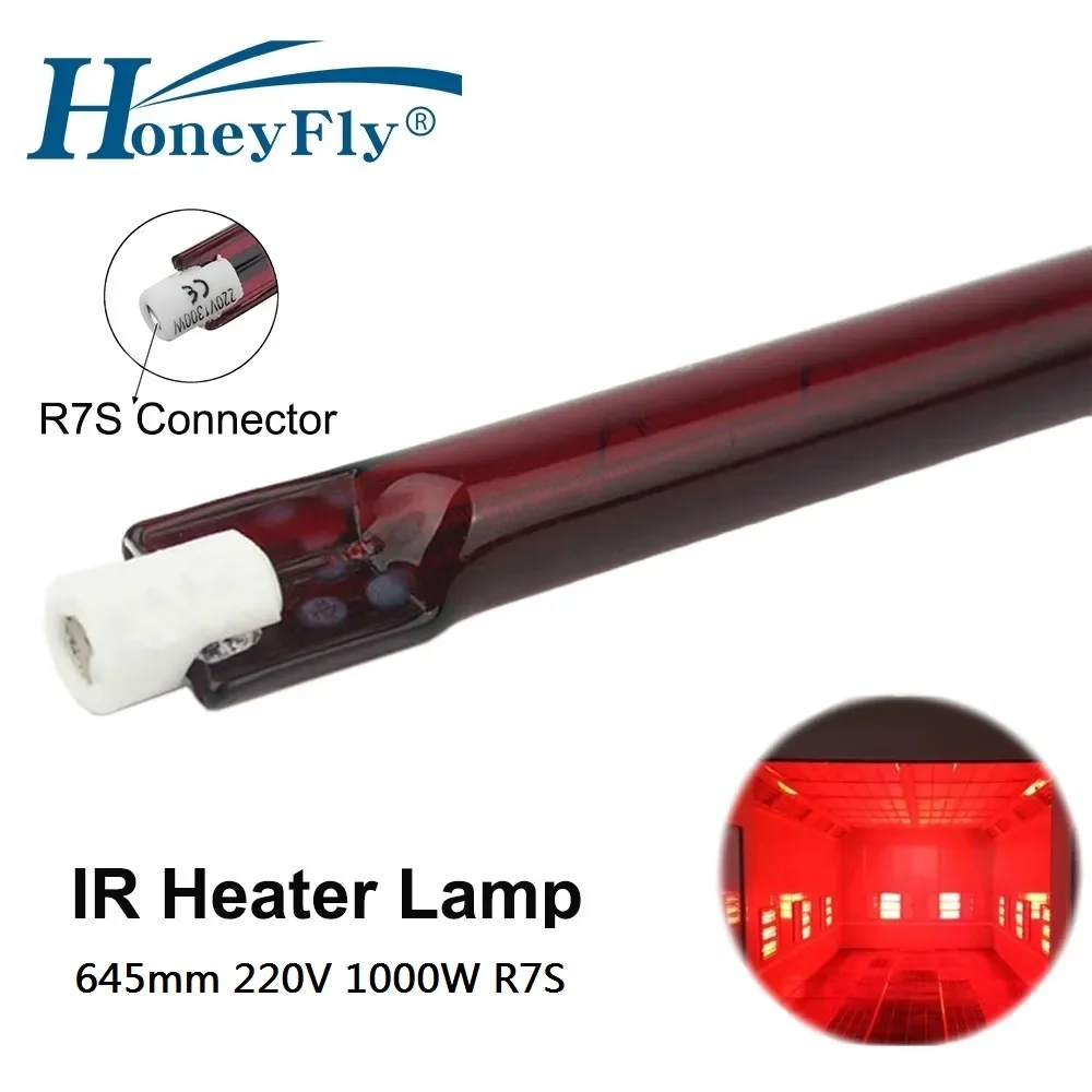 honeyfly lampada halogena infravermelha elemento de aquecimento aquecedor infravermelho secagem impressao pintura quartzo 1000w 220v r7s 645 mm 12 pcs 01