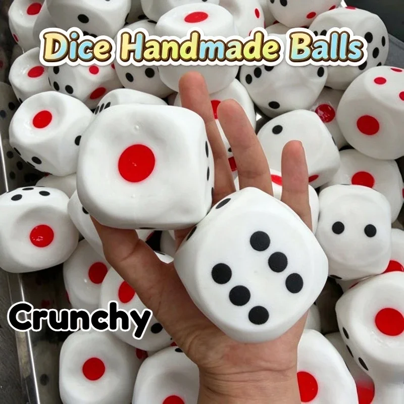 Crispy Dice Handmade Ball Fidget Toys 6-Sided Dice with Dots Crunchy Sensory Balls Toys TPR Stress Relief Pinch Toys Party Gift
