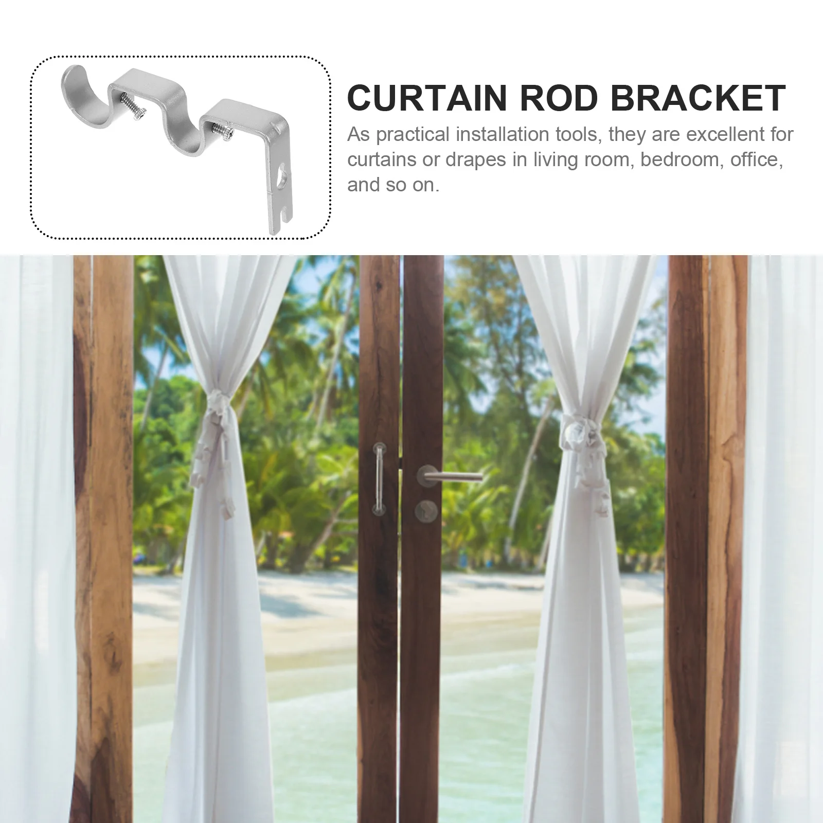 

3 pcs Double Curtain Rod Bracket Heavy Duty Iron Black For Living Room Bedroom Kitchen Office Window Dressing Hardwares Home