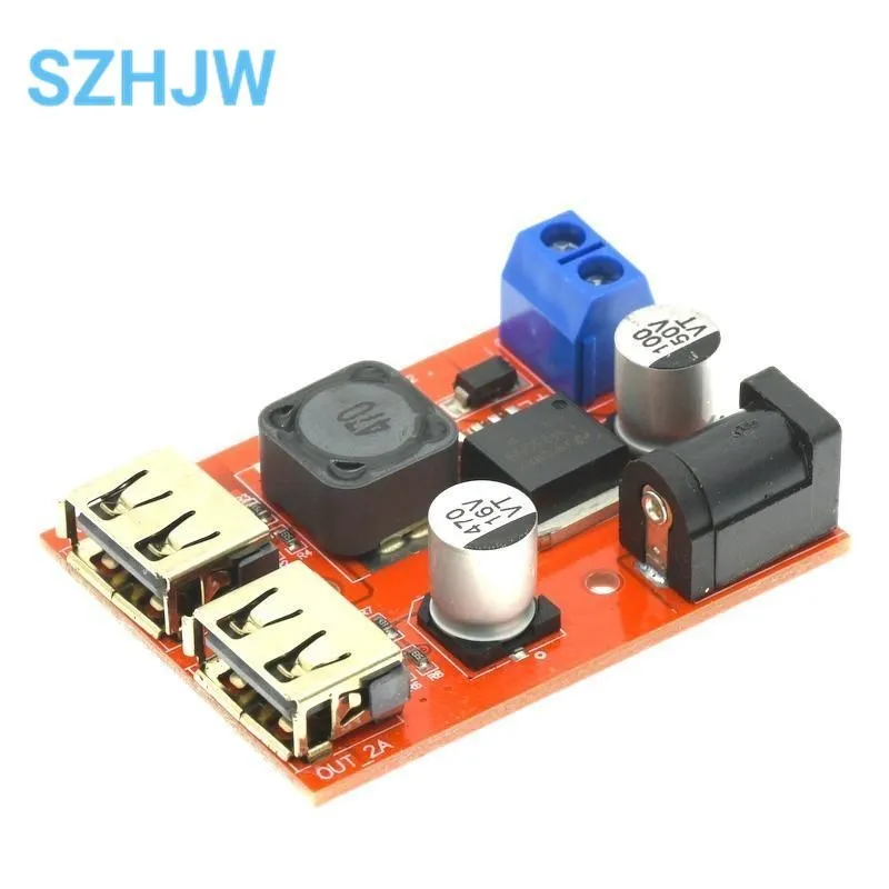 LM2596 LM2596S Dual USB DC-DC 9V 12V 24V 36V to 5V 3A Step Down Buck Converter Board Car Charger Solar Power Supply Module C6B4