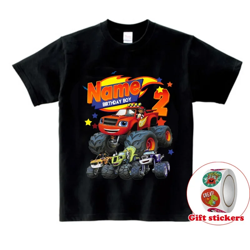 Family Birthday T Shirt Outfits Racing Print Kids Boys Girls Short Sleeve T-shirt Boy Girl T-shirt Give Away Children's Stickers