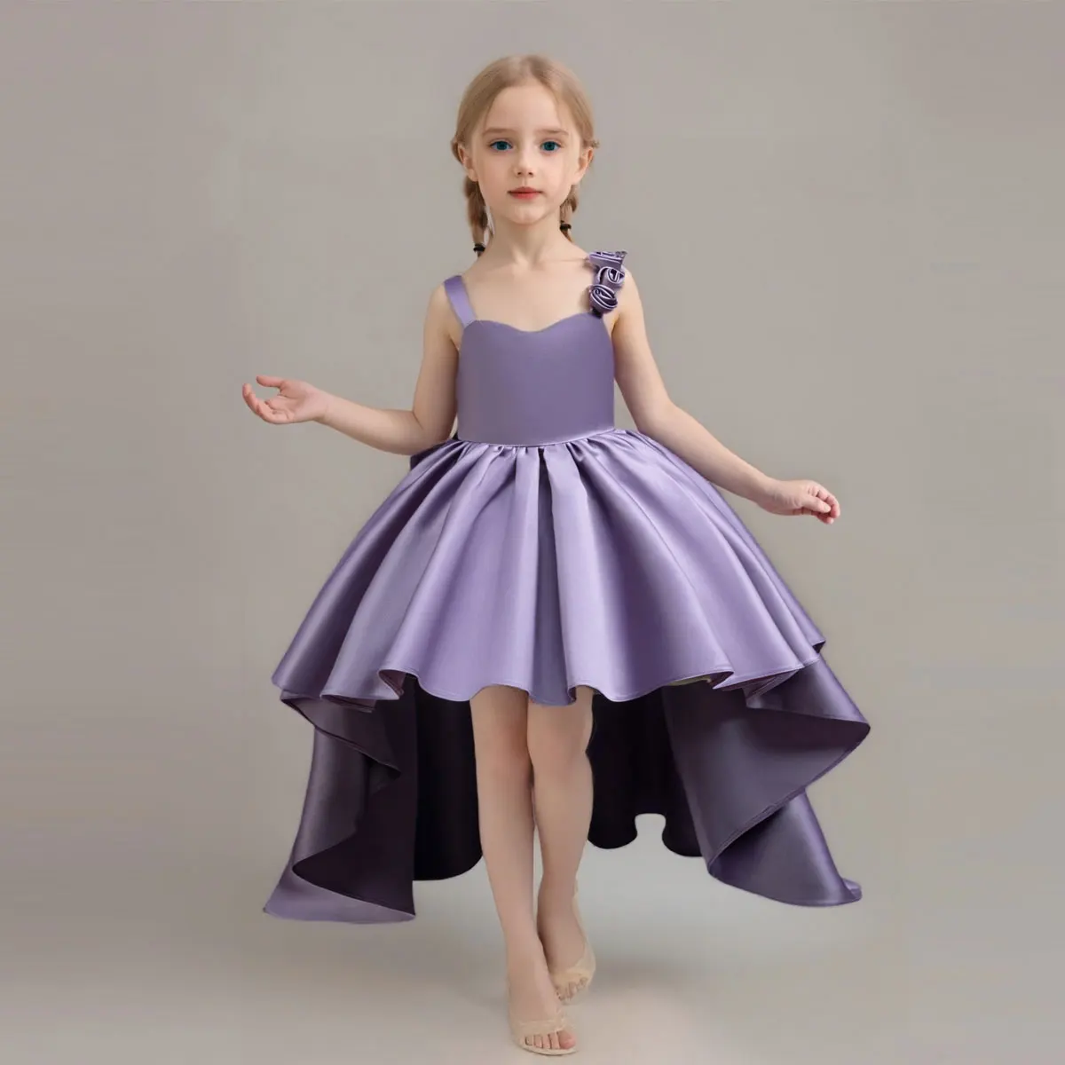 HETISO Kids Elegant Princess Ball Gown Dresses Girls Trailing Formal Evening Party Wedding Clothes Children's Outfits