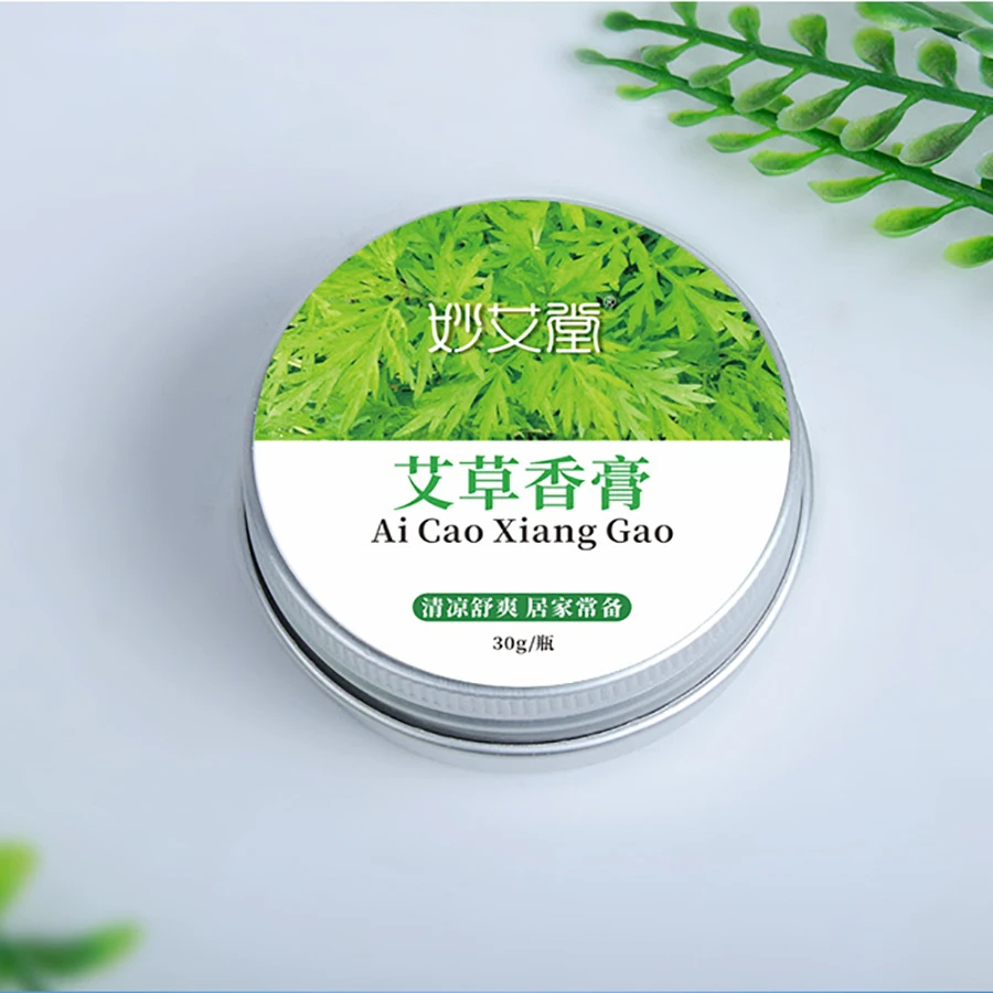 

30g/Box of Mugwort Skin Antibacterial Cream Mint Cooling Oil Plant Mugwort Leaf Solid Cream Mugwort Cream