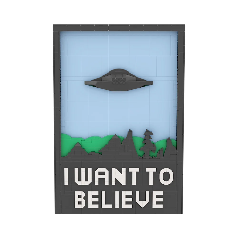 

MOC The X-Files Stars Card Building Block Set I Want To Believe Poster with Stand UFO Icon Brick Toy Gift For Adult