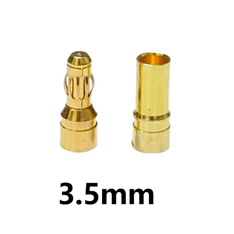 20 par/lote 2,0mm 3,0mm 3,5mm 4,0mm 5,0mm 5,5mm 6,0mm 8,0mm conector Banana tipo bala dorada para Motor de batería ESC