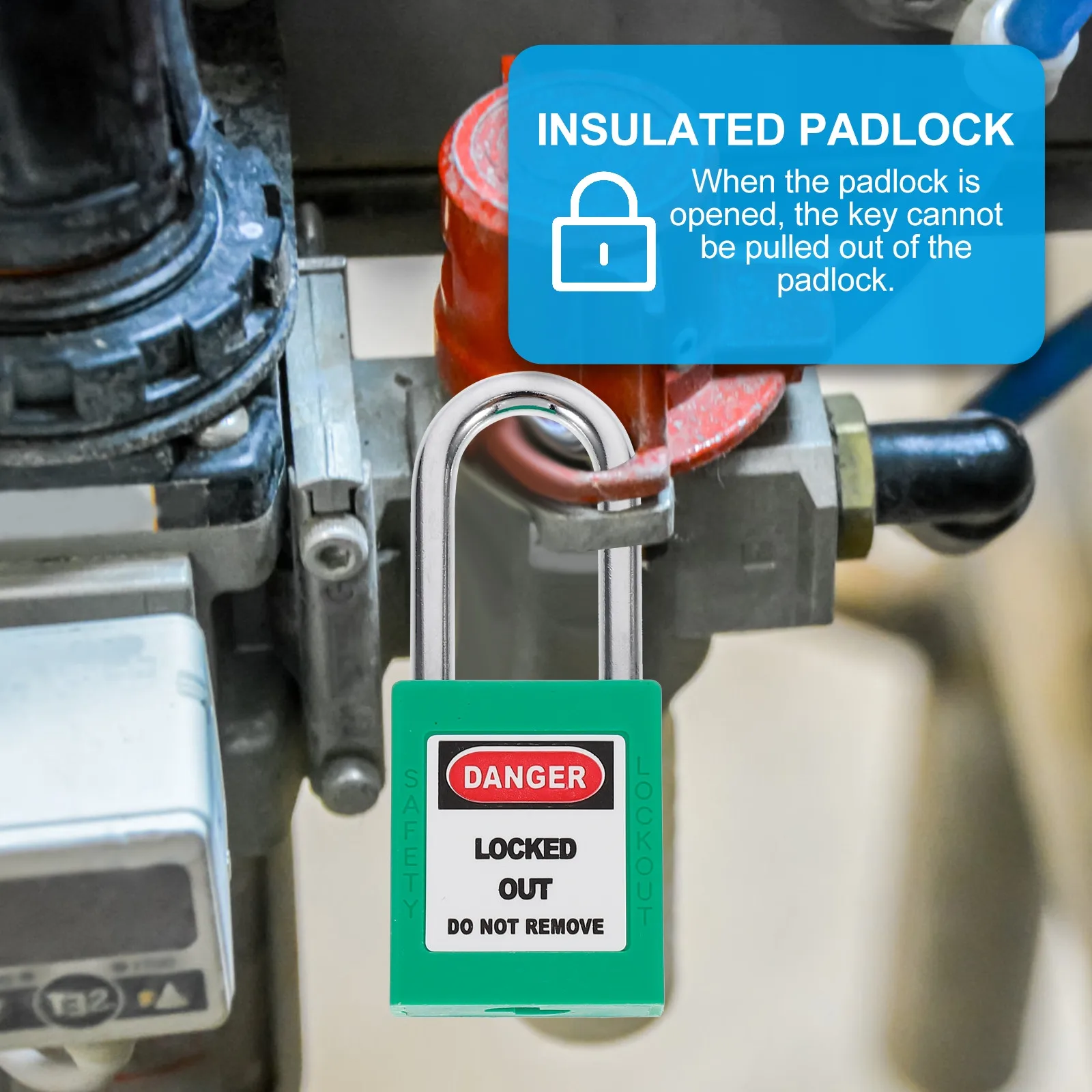 38mm Insulated Steel Padlock with Safety Shackle Hanging Lock for Hardware And Engineering Applications Includes 2 Keys