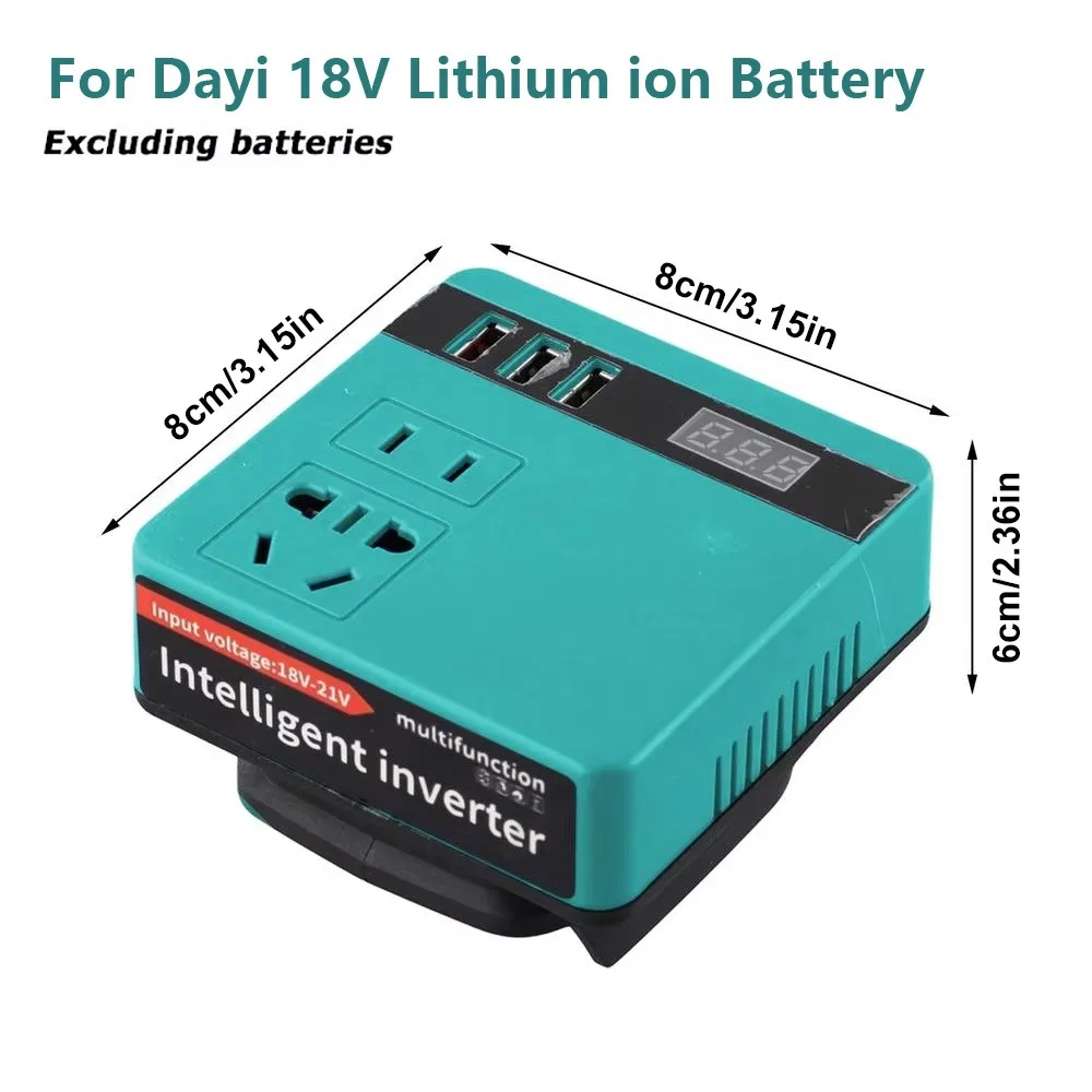 

1Pcs 18V 20V To 220V Battery Inverter Multifunctional Dual Plug Smart Transformer 120W Household Outdoor Work Inverter