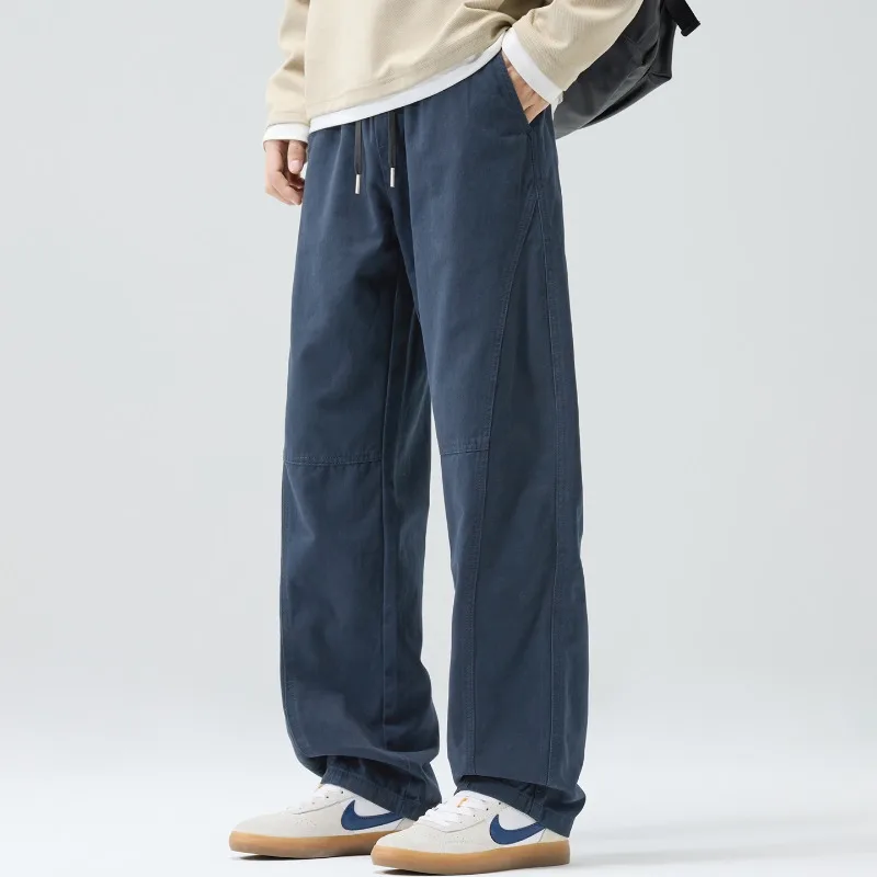 

Menswear Pure Cotton Pants Street Style Casual Cotton Trousers for Men Loose Wide Leg Elastic Waist Comfortable Spring Summer