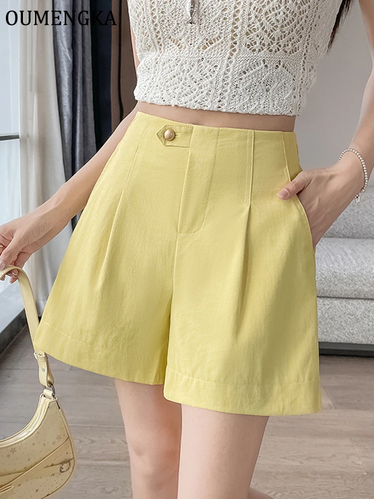 New Chic Fashion Summer Lady's Elegant Shorts Women's Straight Leg Shorts Korean Matching Basic Female Wide Leg Easy Wear Shorts