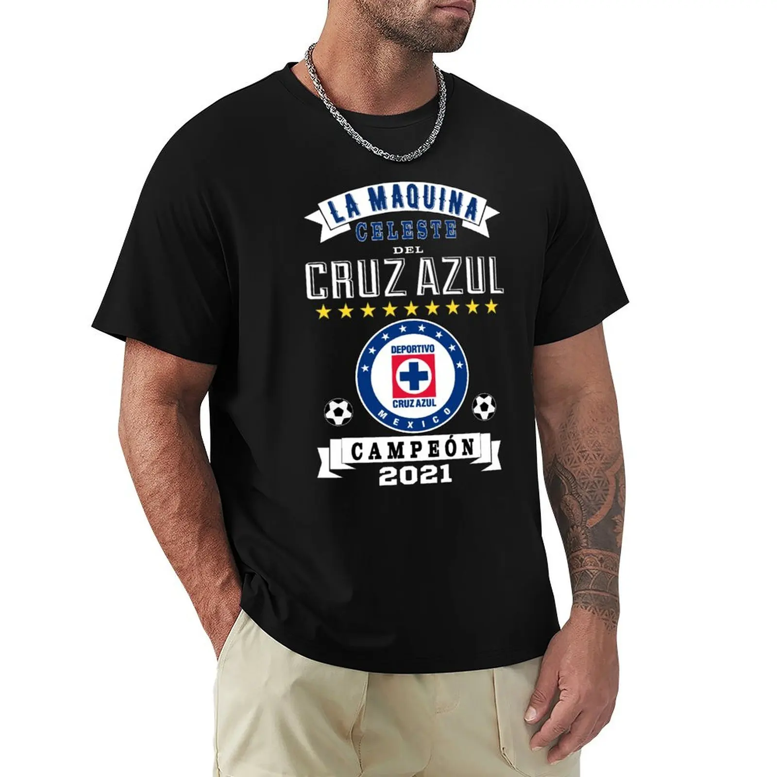 

Cruz Azul Campeon 2021 Futbol La Maquina T-Shirt Work Casual Loose Fit T-Shirt