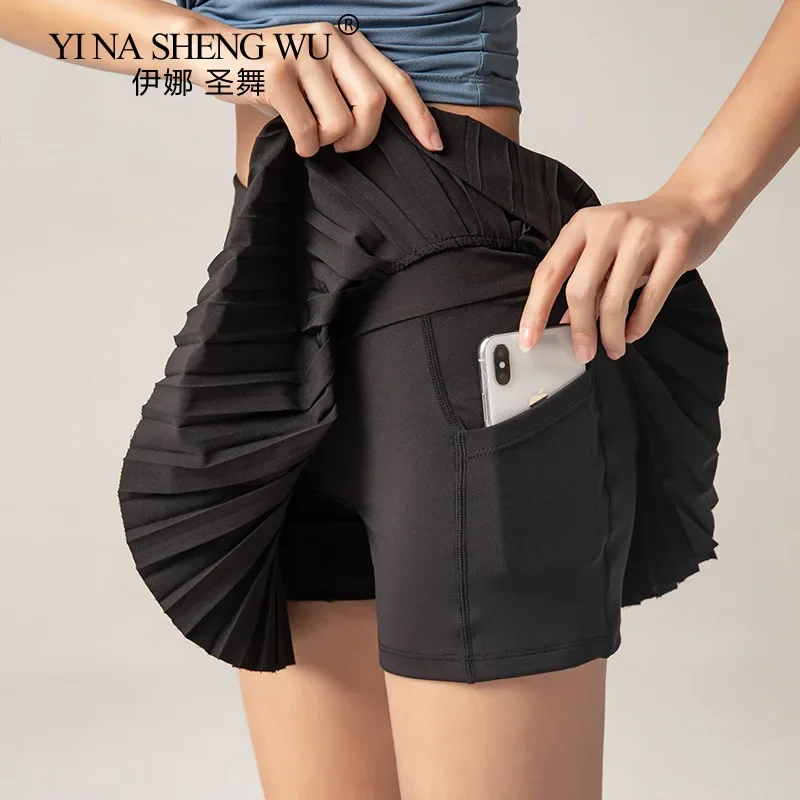 2Pcs Women Sports Tennis Skirts Skirt Fitness Shorts High Waist Athletic Running Short Quick Dry Sport Skort Pocket Short Skirt