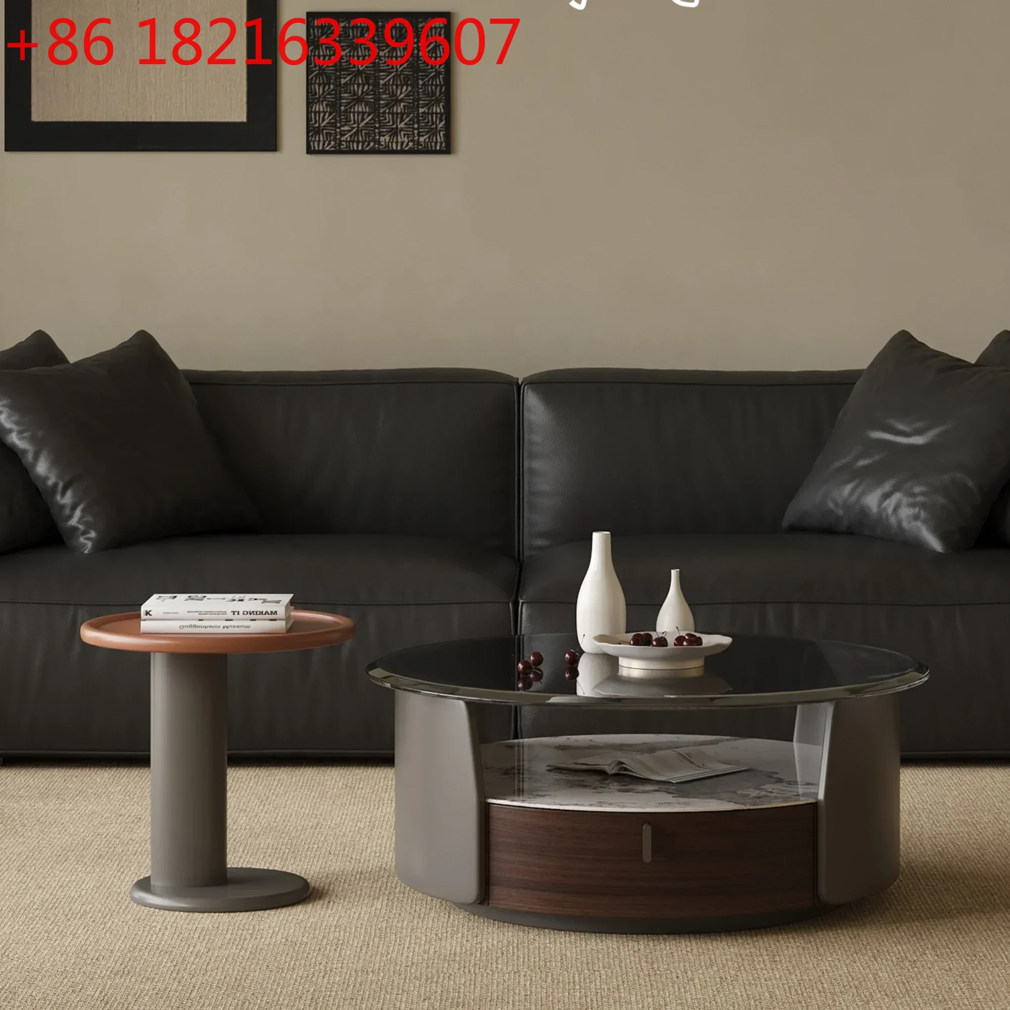 TAO Stone Plate Coffee Table Combination Household round High-Grade Living Room Modern Minimalist Tea Table