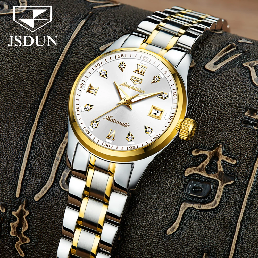 JSDUN Luxury Elegant Automatic Mechanical Watches for Women Best Selling Waterproof Lady Wrist Watch Fashion Trend Women Watches