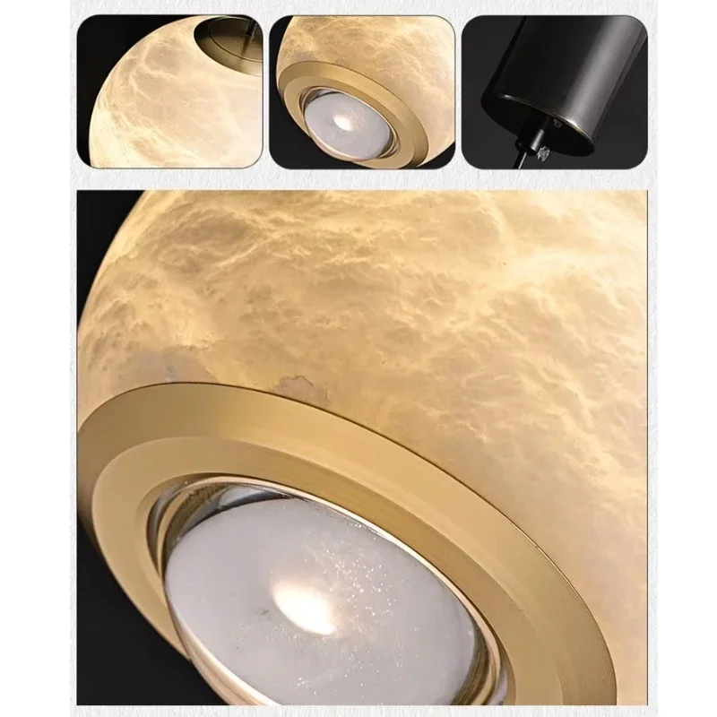 Nordic Marble Pendant Light Bedroom Bedside Lamp Circular Lampshade Design Kitchen Hanging Chandelier Living Room Home Decor