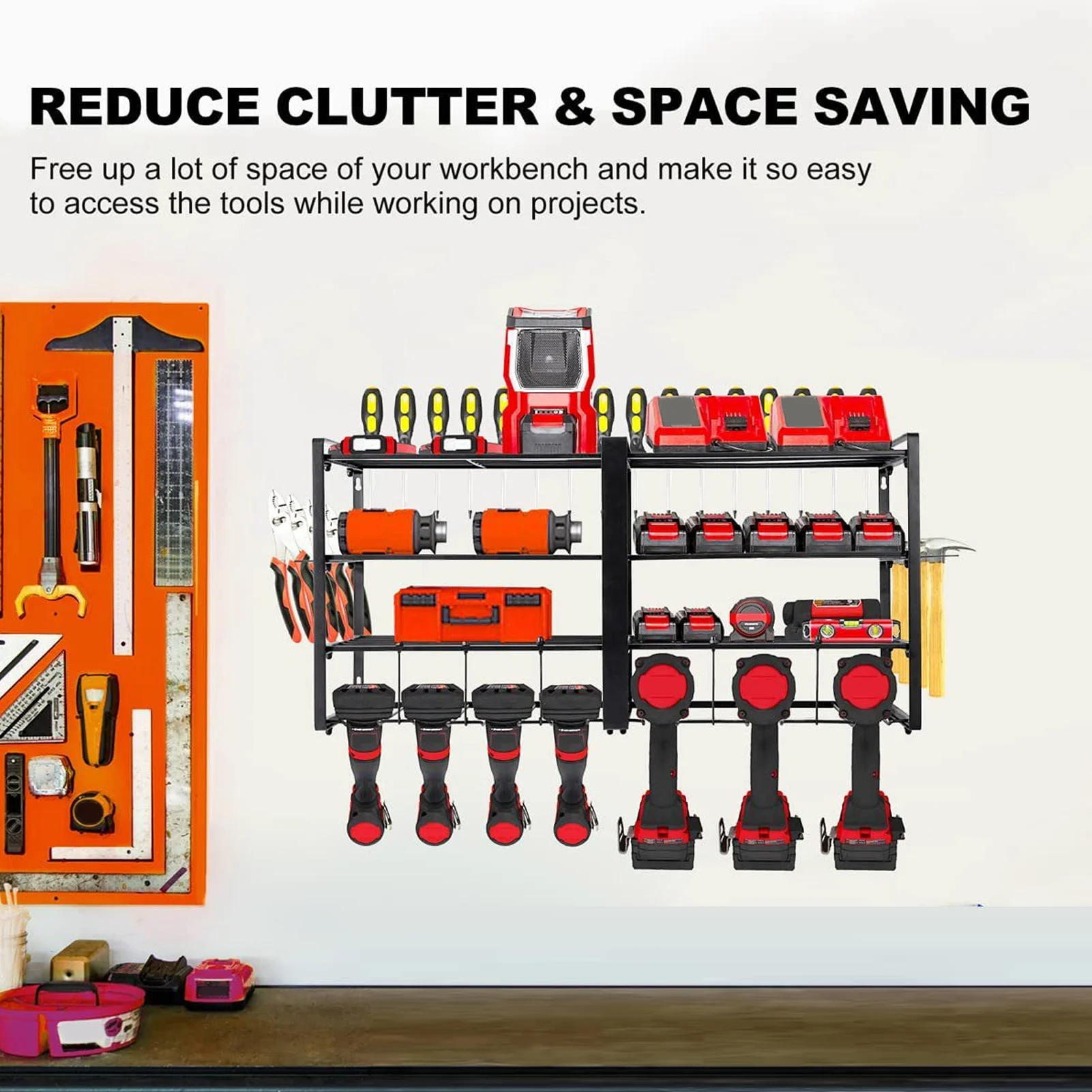 Power Tool Organizer Wall Mount 4 Layer Garage Storage Rack for Drill Screwdriver Power,Tool,Organizer§Wall,Mount,Power,Tool,