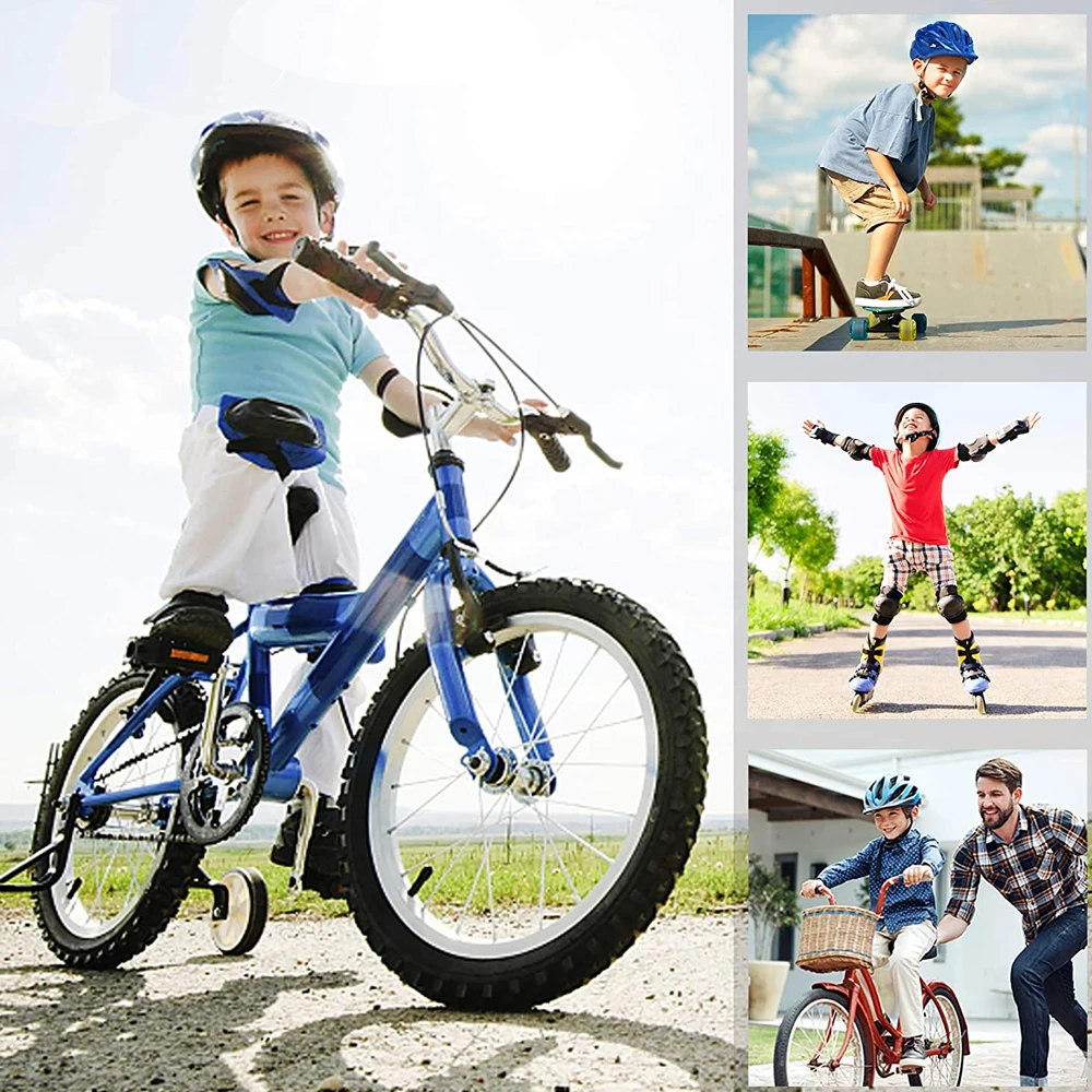 Ensemble d'équipement de protection complet pour jeunes, casque multisports, genouillères et coudières avec protège-poignets pour garçons et filles, patinage cycliste