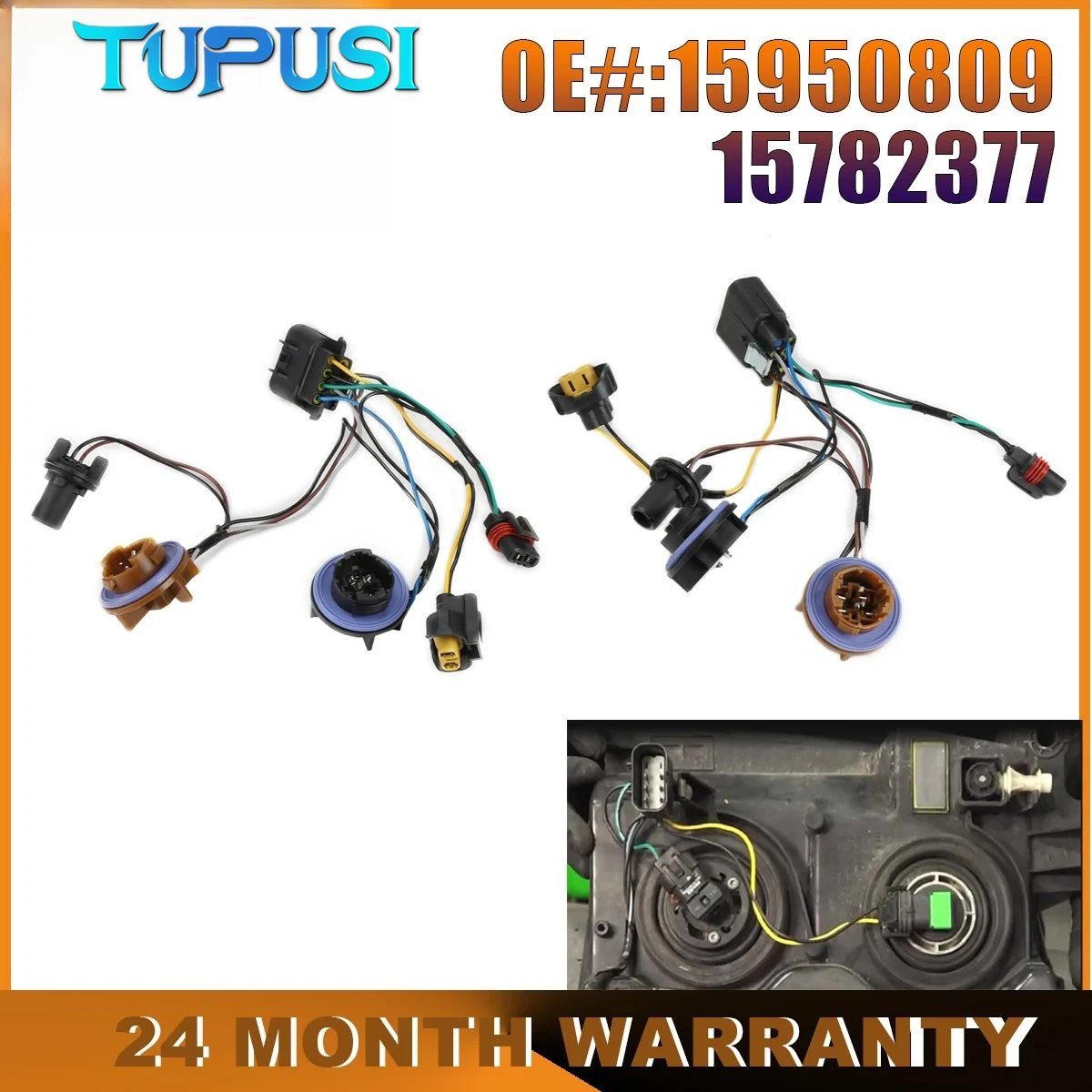 

Headlight Wiring Harness for Chevy Avalanche Tahoe Suburban 1500 2500 2007 2008 2009 2010 2011 2012 2013 15950809 15782377