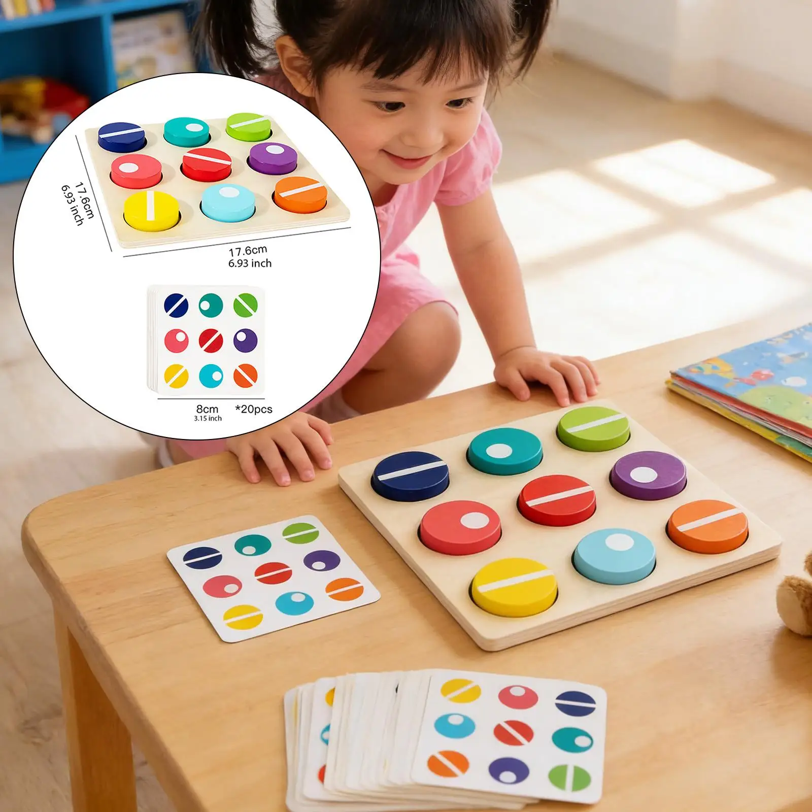 

Color Matching Game,Kids Preschool Brain Teasers Learning Wooden Sensory Toy for Cognitive Logical Thinking Children Activity
