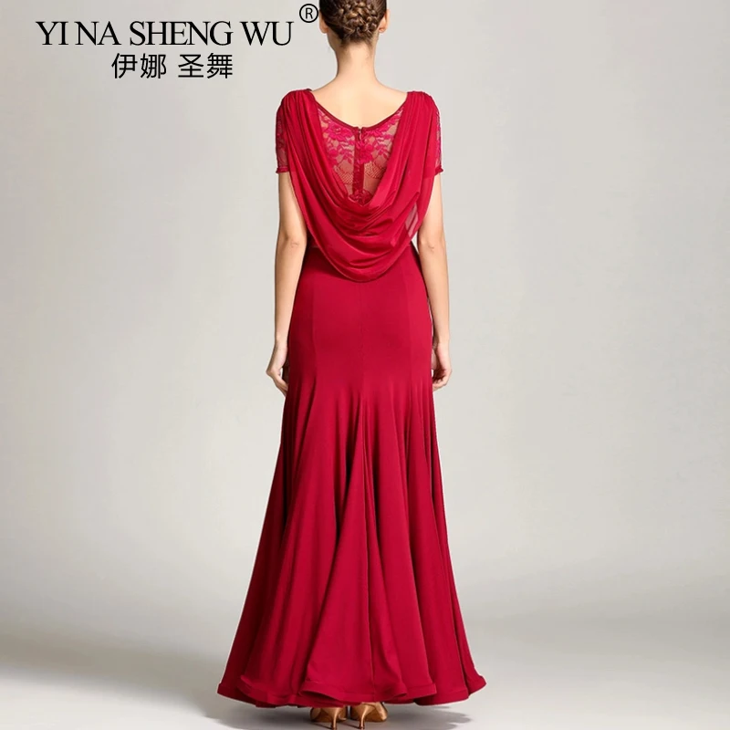 Nuevo vestido de baile moderno para adultos, vestido largo sexi con espalda descubierta para mujer, baile de salón estándar profesional, vals, Flamengo