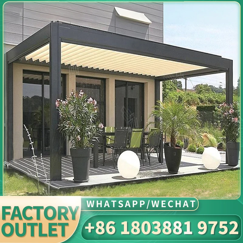 Pergola roof cover exterieur motorized folding electrical veranda giardino terrazas restaurant outdoor aluminium louvre pergolas