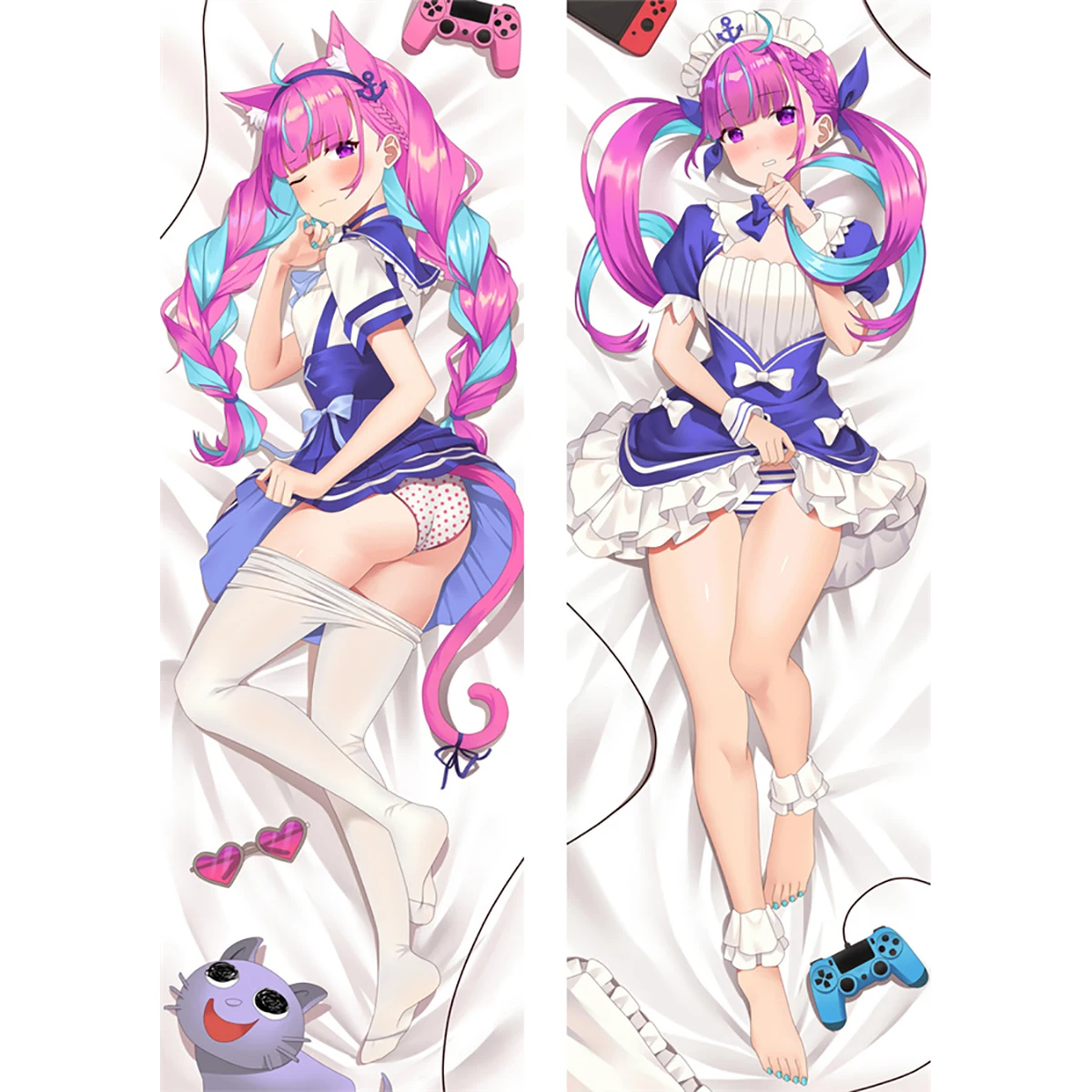 

Dakimakura Vtuber Minato Aqua Full Body Pillow Case Otaku Pillowcase Game Throw Cushion Cover Bed Decor Gift