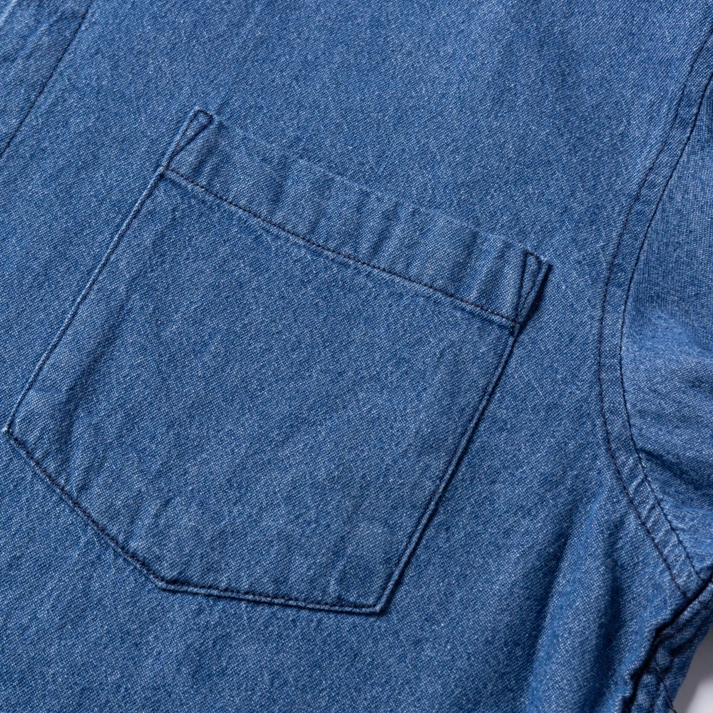 Homem 100% algodão ocidental denim bolso camisa manga longa padrão-ajuste conforto durabilidade macio casual lavado durabilidade camisas de trabalho