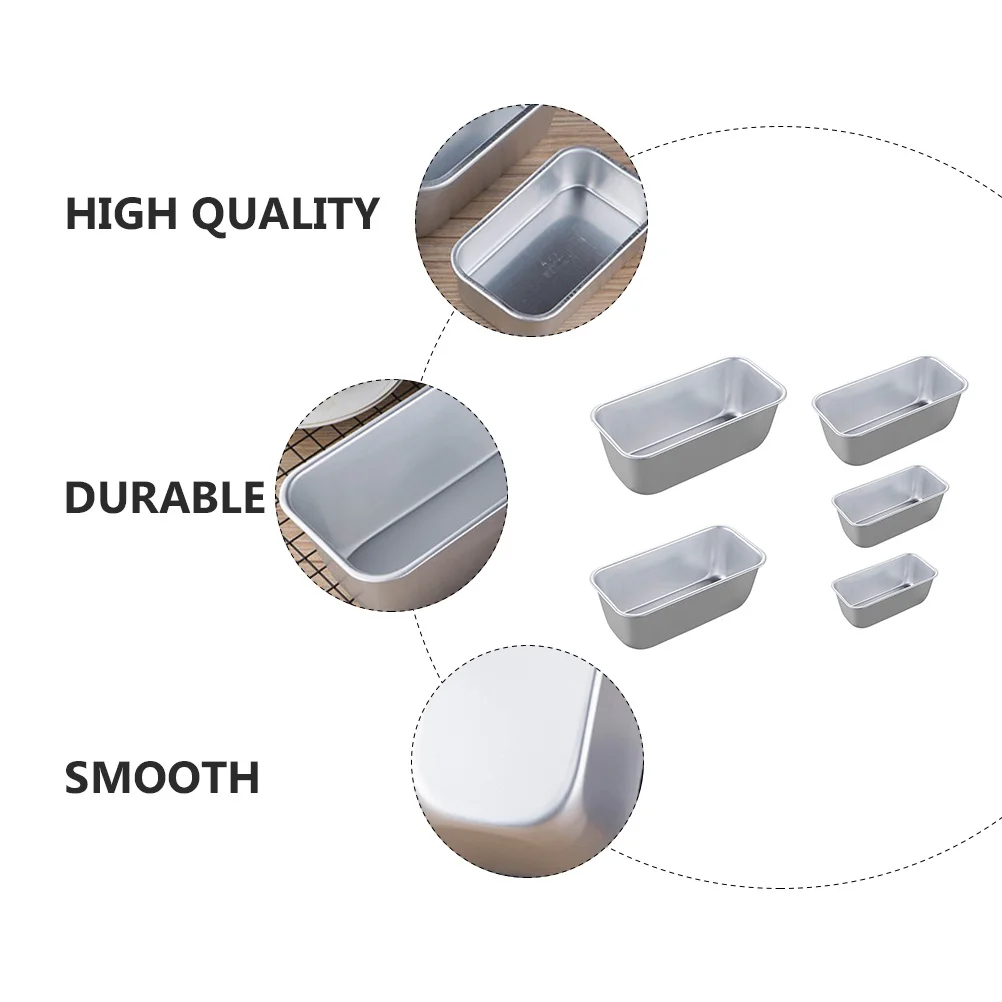 

5Pcs Smooth Surface Non Stick Aluminum Cake Molds Bread Toast Baking Tools for Home Bakery Desserts Toast Molds