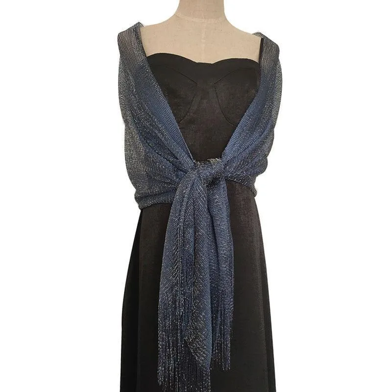 Elegant Evening Dresses Shawls Female Golden Silvery Wire Tassels Bridal Bridesmaid Party Wedding Temperament Accessories Scarf view 3